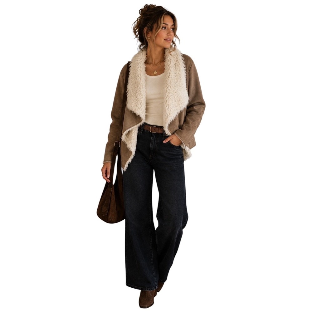 Piko 1988 Faux Suede Shearling Jacket M Penny Lane Boho Western Fall